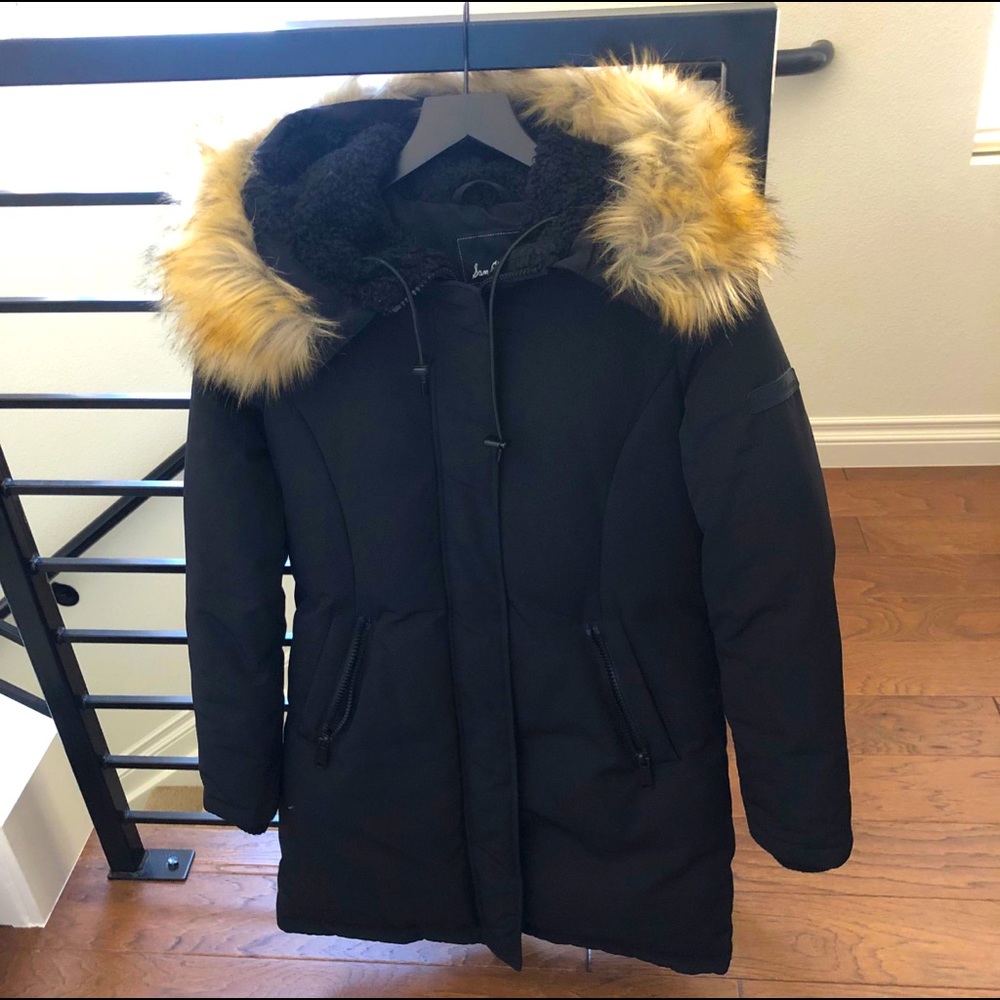 Sam Edelman Black Ski Jacket with Faux Fur Trim